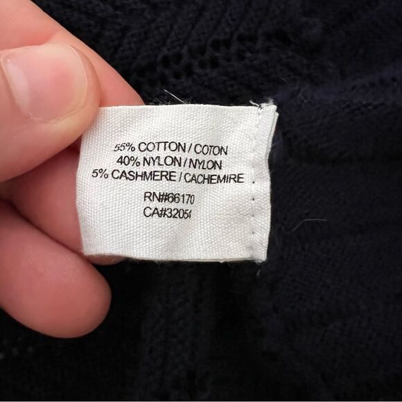 Anthropologie Guinevere Cardigan Sweater M Deep Blue Long Line Knit Open Front - Picture 11 of 14